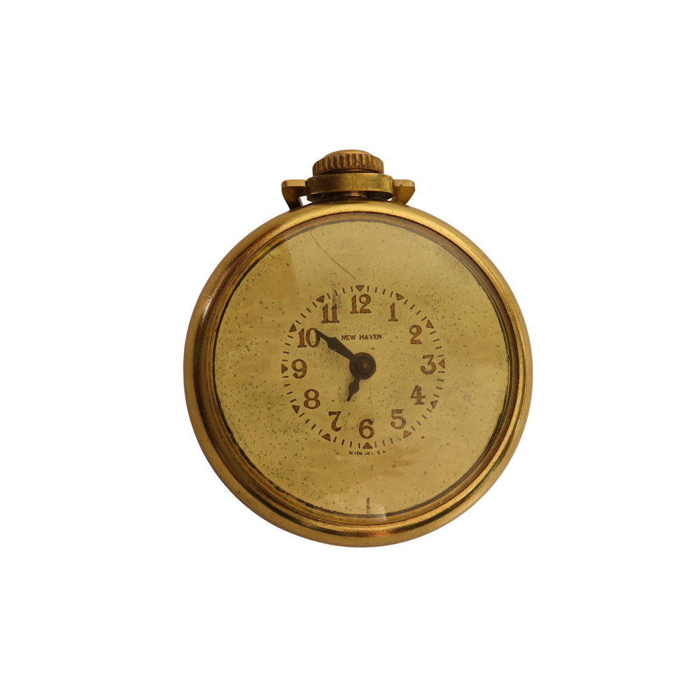 Vintage Gold Tone New Haven Pocket Watch With Original Box And Paperwork - Works